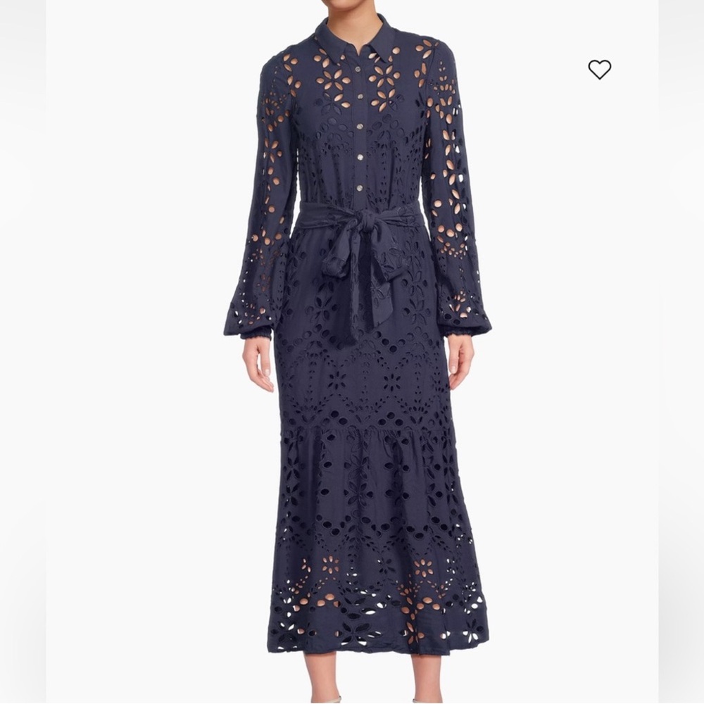 NWT Lilly Pulitzer Zia Eyelet Navy Midi dress - size 16